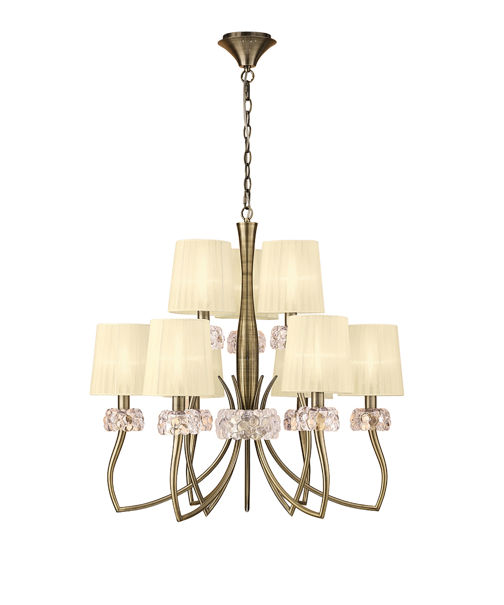 Loewe Antique Brass-Cream Ceiling Lights Mantra Multi Arm Fittings
